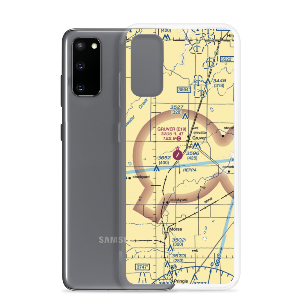 Gruver Municipal Airport (E19) VFR Sectional Samsung Case Samsung Galaxy S20 model shown