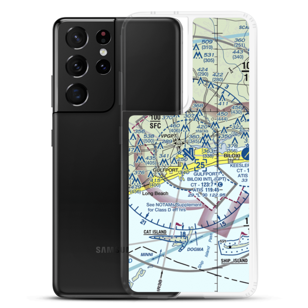 Gulfport Biloxi International Airport (GPT) VFR Sectional Samsung Case Samsung Galaxy S21 Ultra model shown