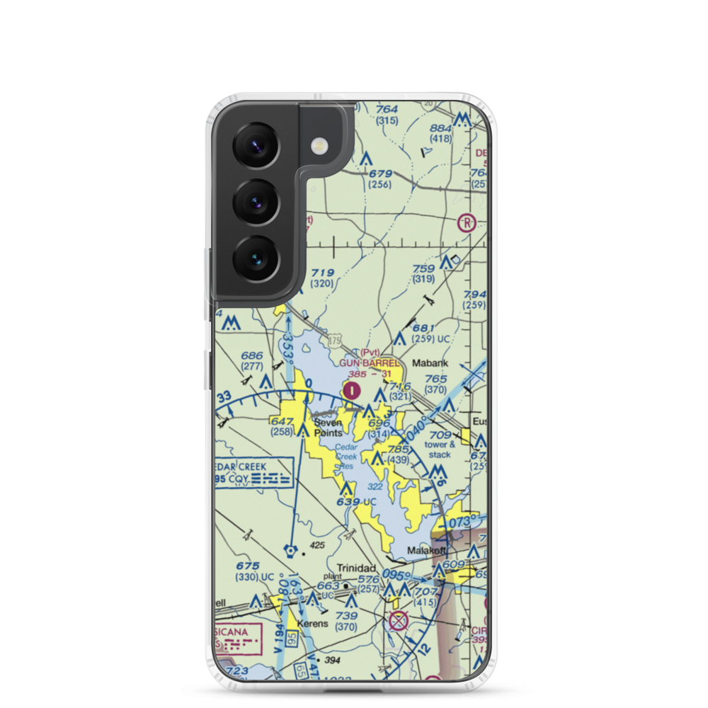Gun Barrel City Airpark (74xa) VFR Sectional Samsung Case Samsung Galaxy S22 model shown