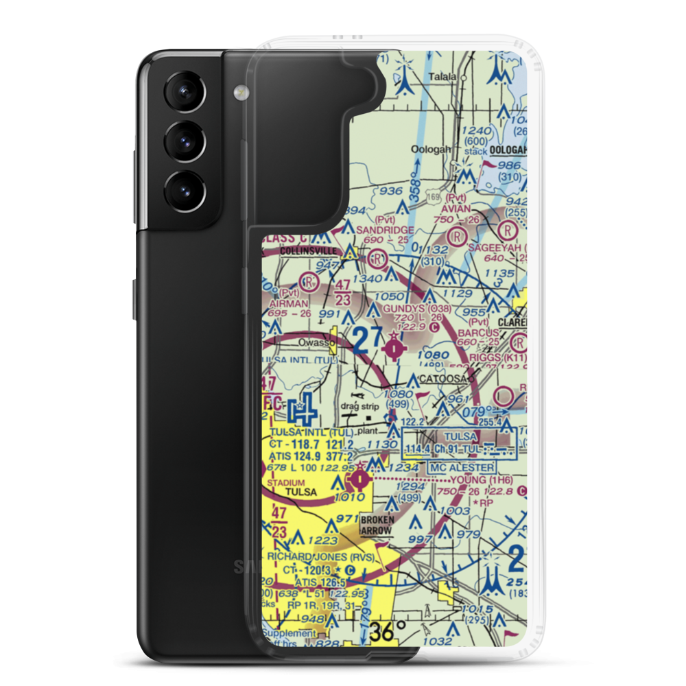 Gundys Airport (O38) VFR Sectional Samsung Case Samsung Galaxy S21 Plus model shown