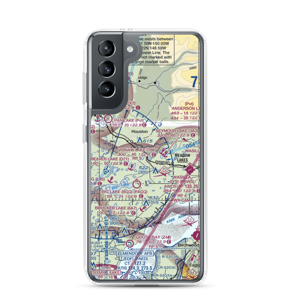 Gus Landing (AA33) VFR Sectional Samsung Case Samsung Galaxy S21 model shown