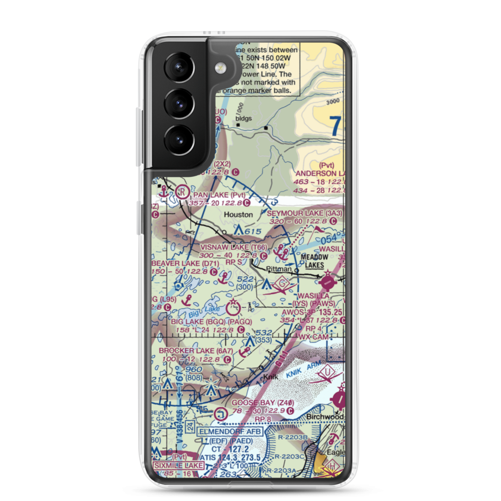 Gus Landing (AA33) VFR Sectional Samsung Case Samsung Galaxy S21 Plus model shown