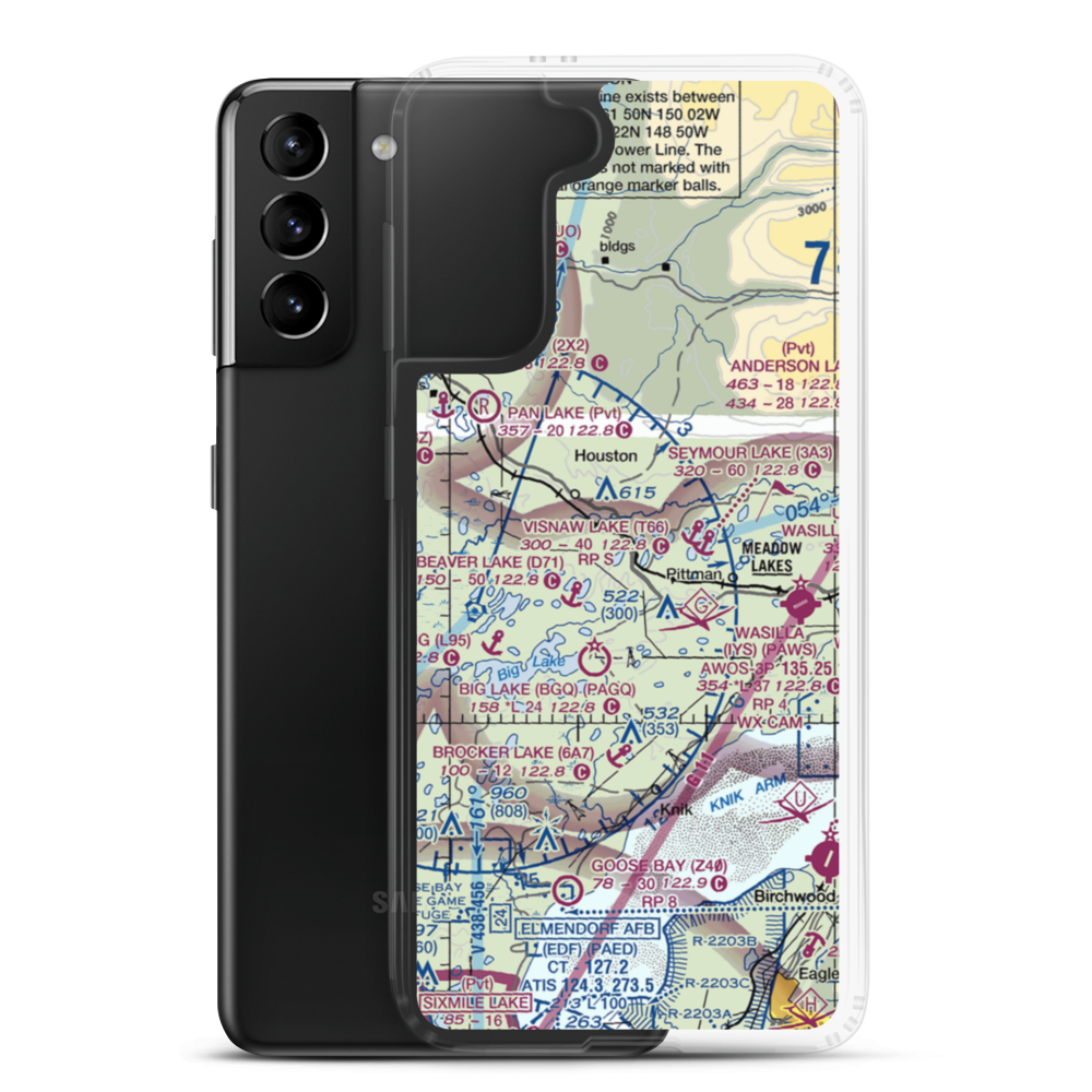Gus Landing (AA33) VFR Sectional Samsung Case Samsung Galaxy S21 Plus model shown