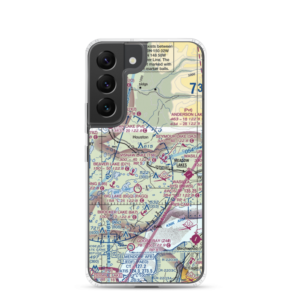 Gus Landing (AA33) VFR Sectional Samsung Case Samsung Galaxy S22 model shown