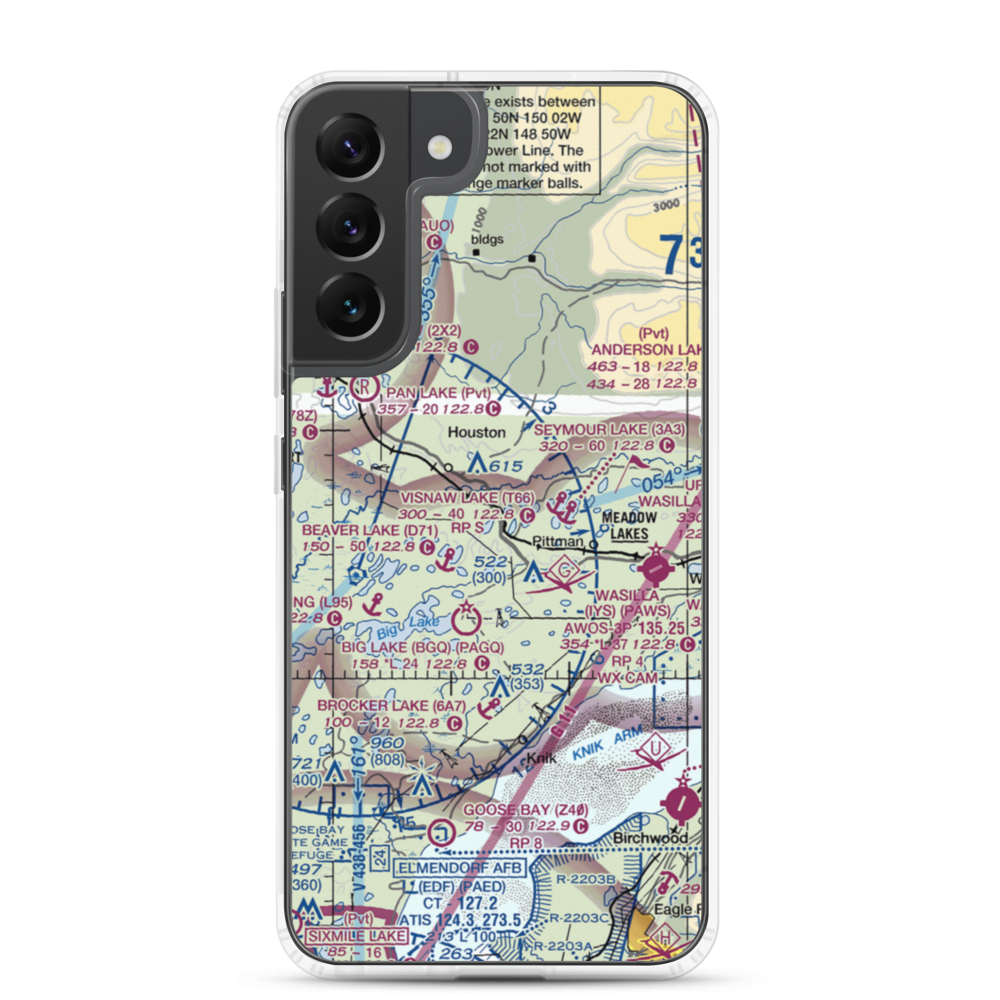 Gus Landing (AA33) VFR Sectional Samsung Case Samsung Galaxy S22 Plus model shown