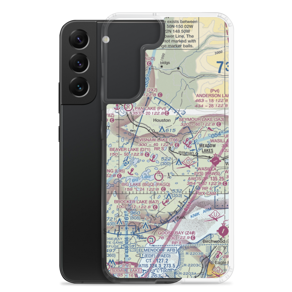 Gus Landing (AA33) VFR Sectional Samsung Case Samsung Galaxy S22 Plus model shown