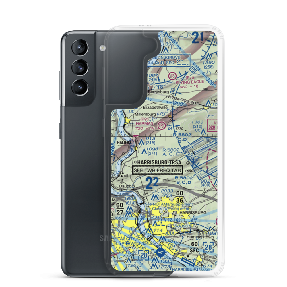 Gusler Airport (PA74) VFR Sectional Samsung Case Samsung Galaxy S21 model shown