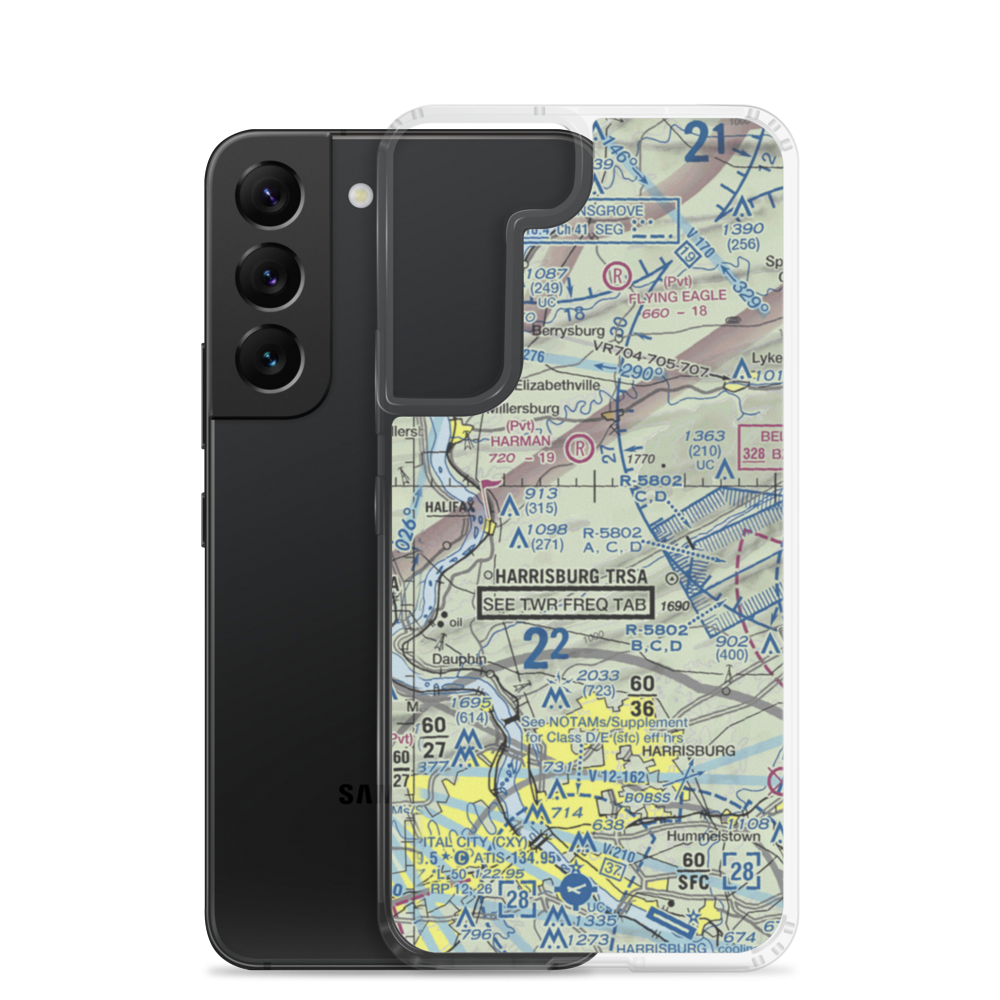 Gusler Airport (PA74) VFR Sectional Samsung Case Samsung Galaxy S22 model shown