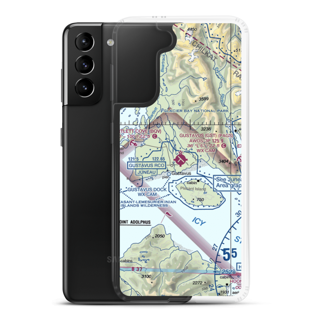 Gustavus Airport (GST) VFR Sectional Samsung Case Samsung Galaxy S21 Plus model shown