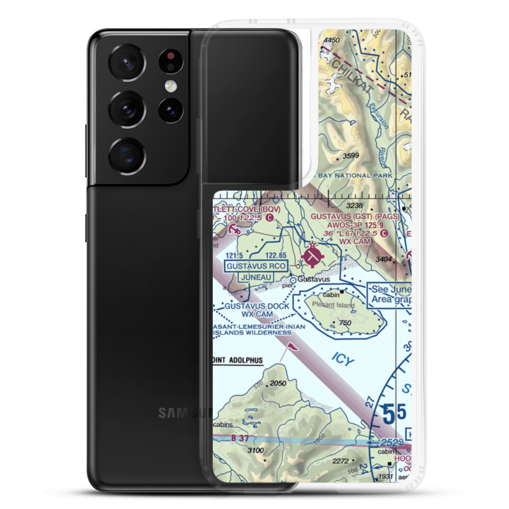 Gustavus Airport (GST) VFR Sectional Samsung Case Samsung Galaxy S21 Ultra model shown