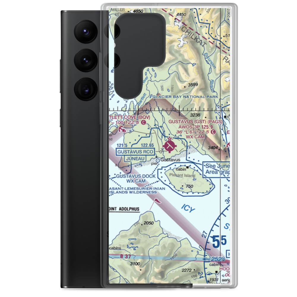 Gustavus Airport (GST) VFR Sectional Samsung Case Samsung Galaxy S22 Ultra model shown
