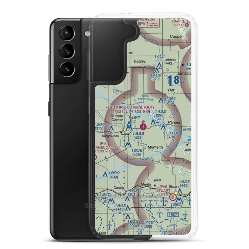 Guthrie County Regional Airport (GCT) VFR Sectional Samsung Case Samsung Galaxy S21 Plus model shown