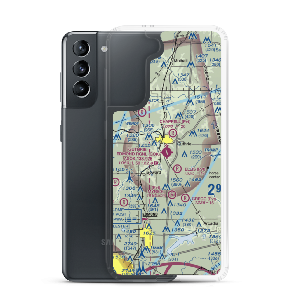 Guthrie-Edmond Regional Airport (GOK) VFR Sectional Samsung Case Samsung Galaxy S21 model shown