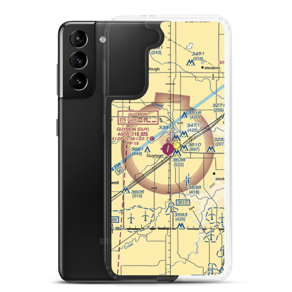 Guymon Municipal Airport (GUY) VFR Sectional Samsung Case Samsung Galaxy S21 Plus model shown