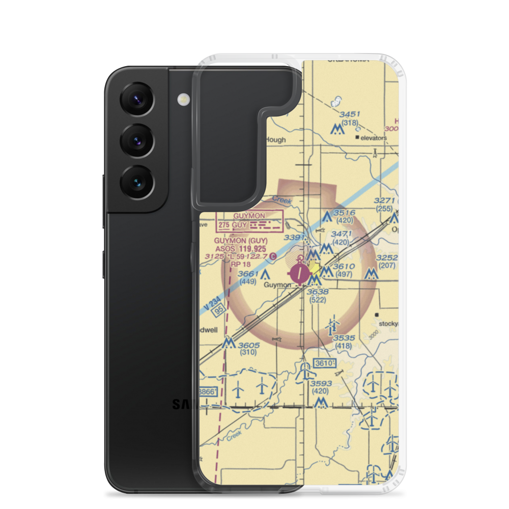 Guymon Municipal Airport (GUY) VFR Sectional Samsung Case Samsung Galaxy S22 model shown