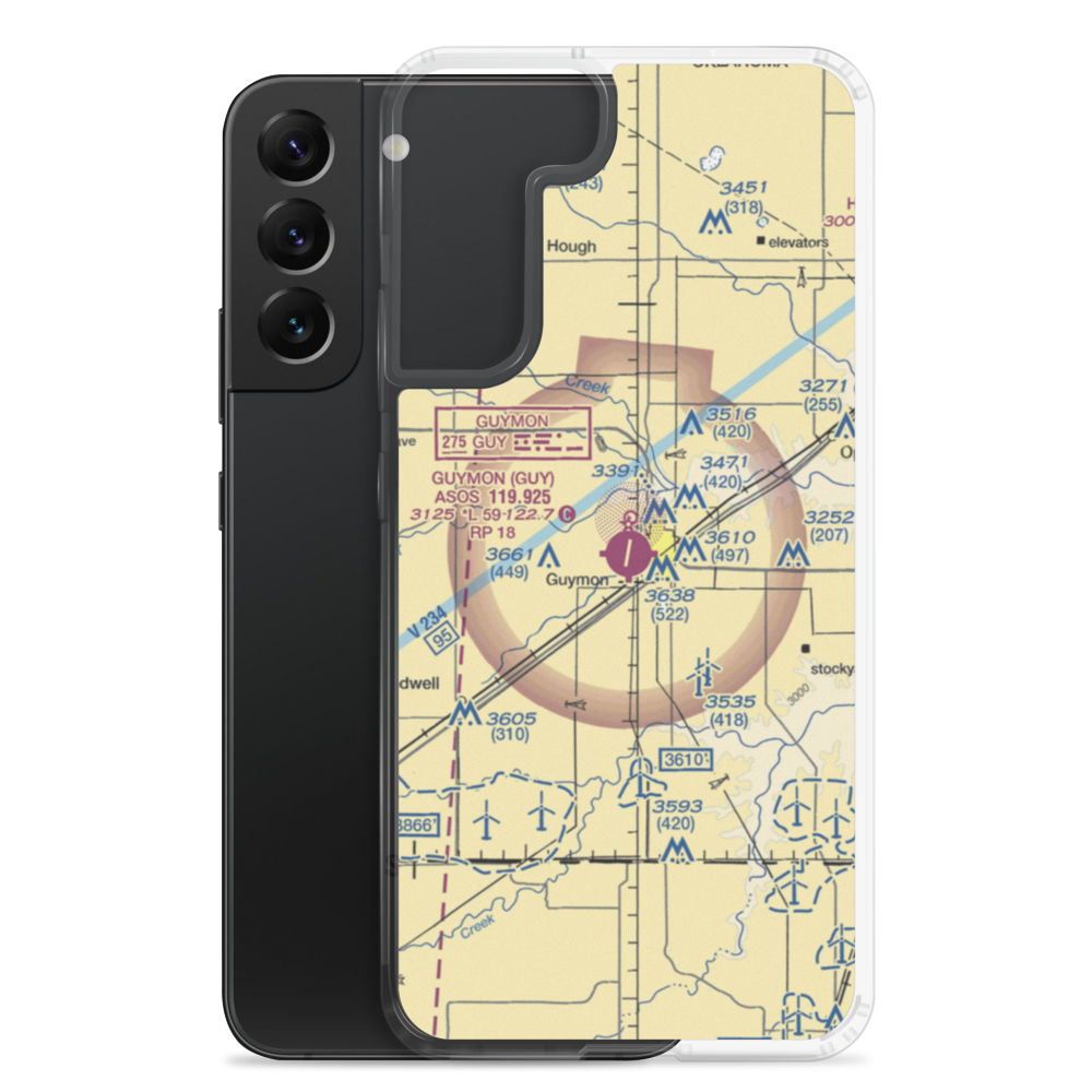 Guymon Municipal Airport (GUY) VFR Sectional Samsung Case Samsung Galaxy S22 Plus model shown