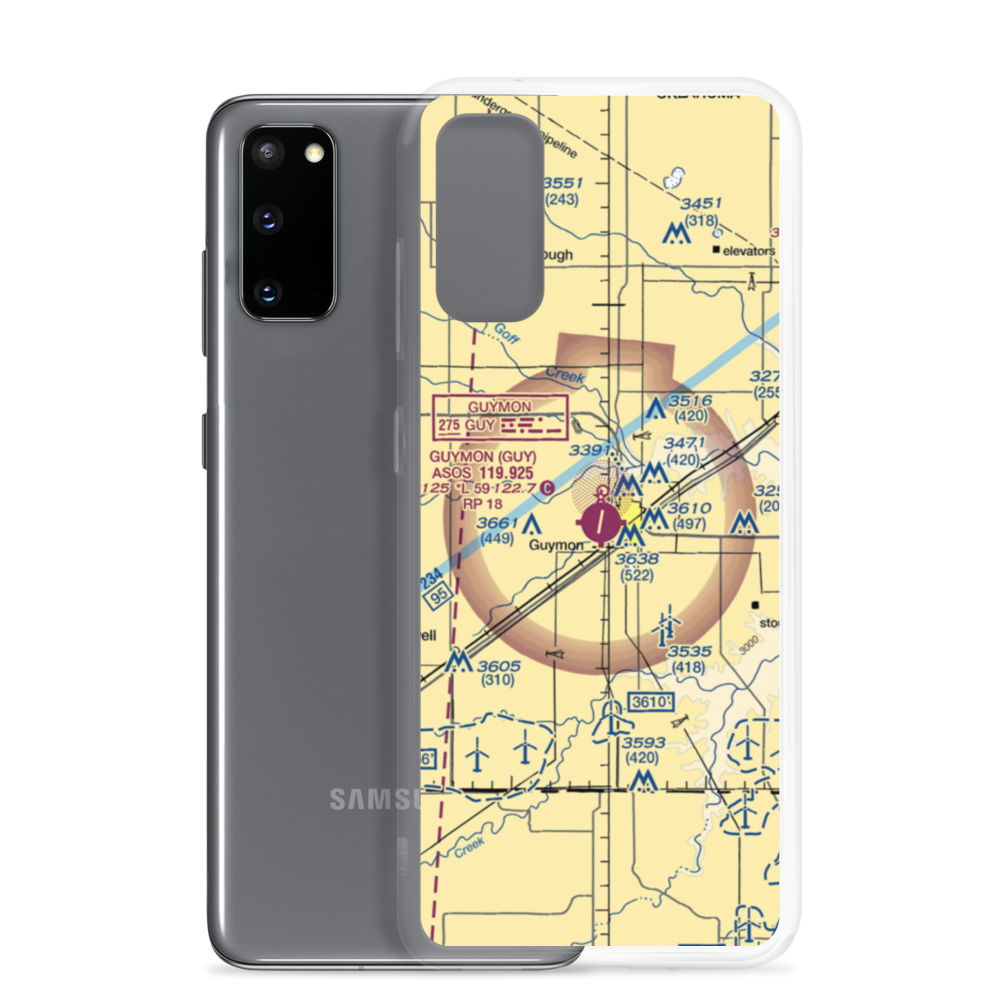 Guymon Municipal Airport (GUY) VFR Sectional Samsung Case Samsung Galaxy S20 model shown