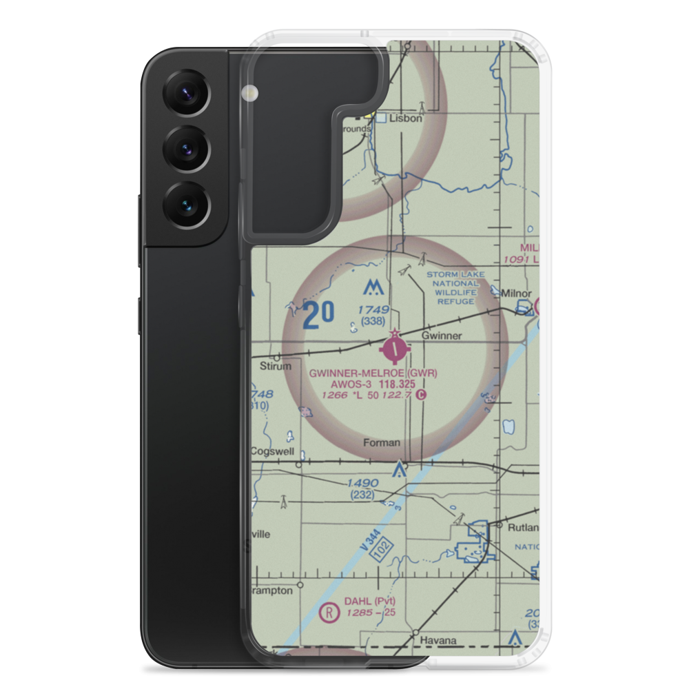 Gwinner Roger Melroe Field (GWR) VFR Sectional Samsung Case Samsung Galaxy S22 Plus model shown