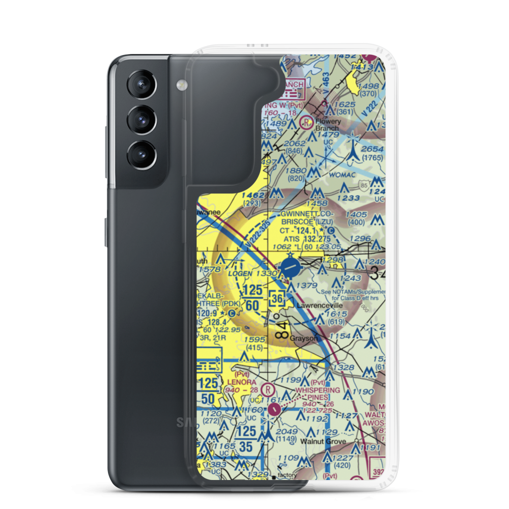 Gwinnett County Briscoe Field (LZU) VFR Sectional Samsung Case Samsung Galaxy S21 model shown