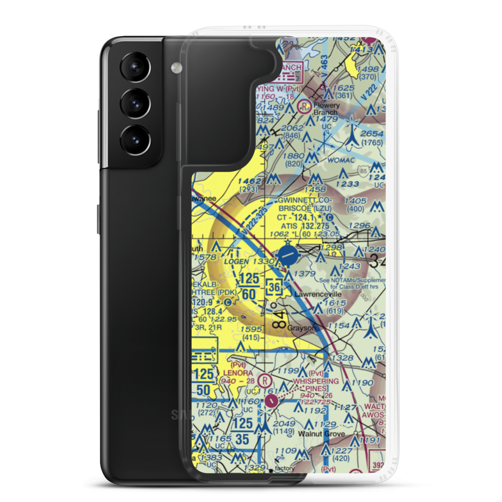 Gwinnett County Briscoe Field (LZU) VFR Sectional Samsung Case Samsung Galaxy S21 Plus model shown