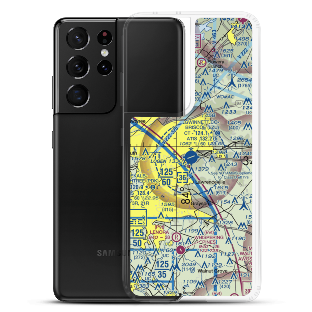 Gwinnett County Briscoe Field (LZU) VFR Sectional Samsung Case Samsung Galaxy S21 Ultra model shown