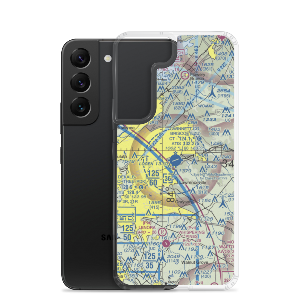 Gwinnett County Briscoe Field (LZU) VFR Sectional Samsung Case Samsung Galaxy S22 model shown
