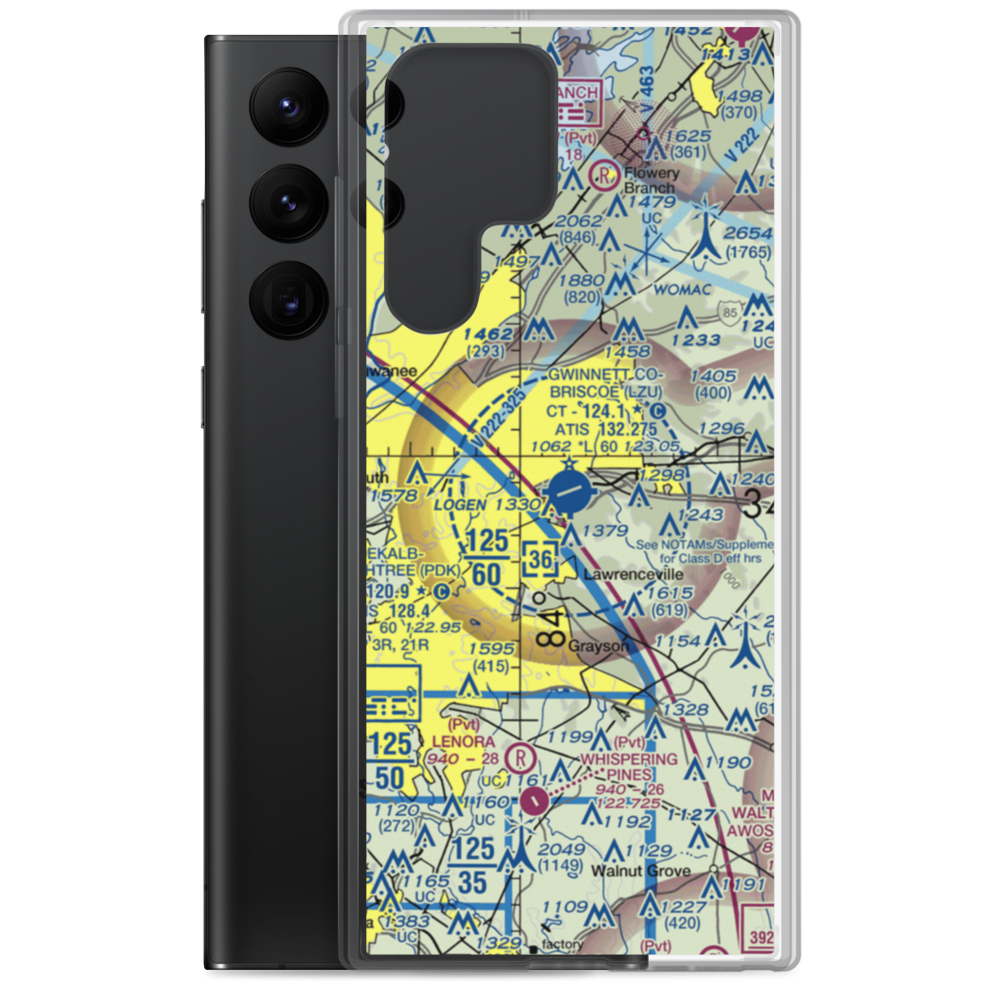 Gwinnett County Briscoe Field (LZU) VFR Sectional Samsung Case Samsung Galaxy S22 Ultra model shown