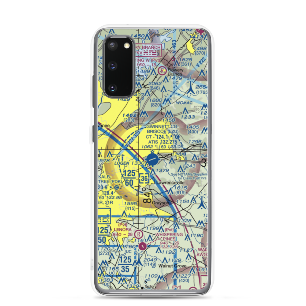 Gwinnett County Briscoe Field (LZU) VFR Sectional Samsung Case Samsung Galaxy S20 model shown