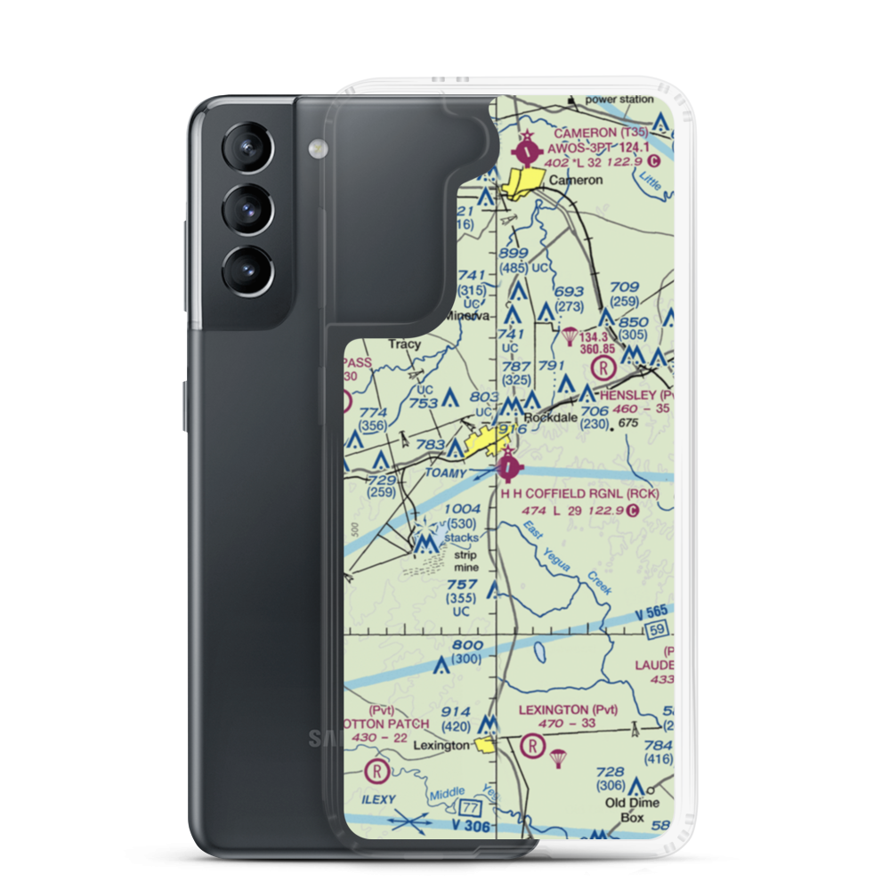 H H Coffield Regional Airport (RCK) VFR Sectional Samsung Case Samsung Galaxy S21 model shown