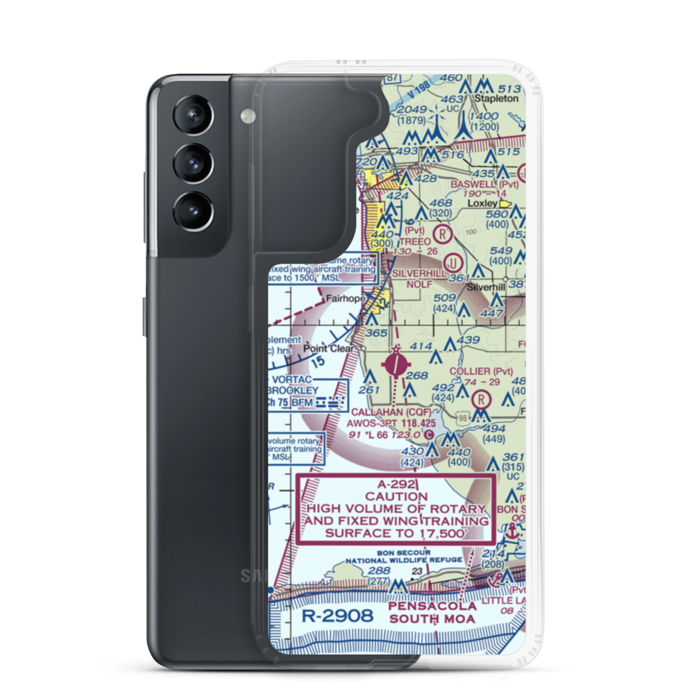H L Sonny Callahan Airport (CQF) VFR Sectional Samsung Case Samsung Galaxy S21 model shown