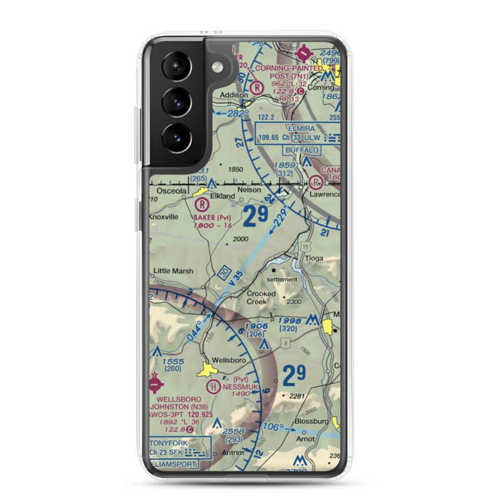 H&H Personal Use Airport (57PA) VFR Sectional Samsung Case Samsung Galaxy S21 Plus model shown