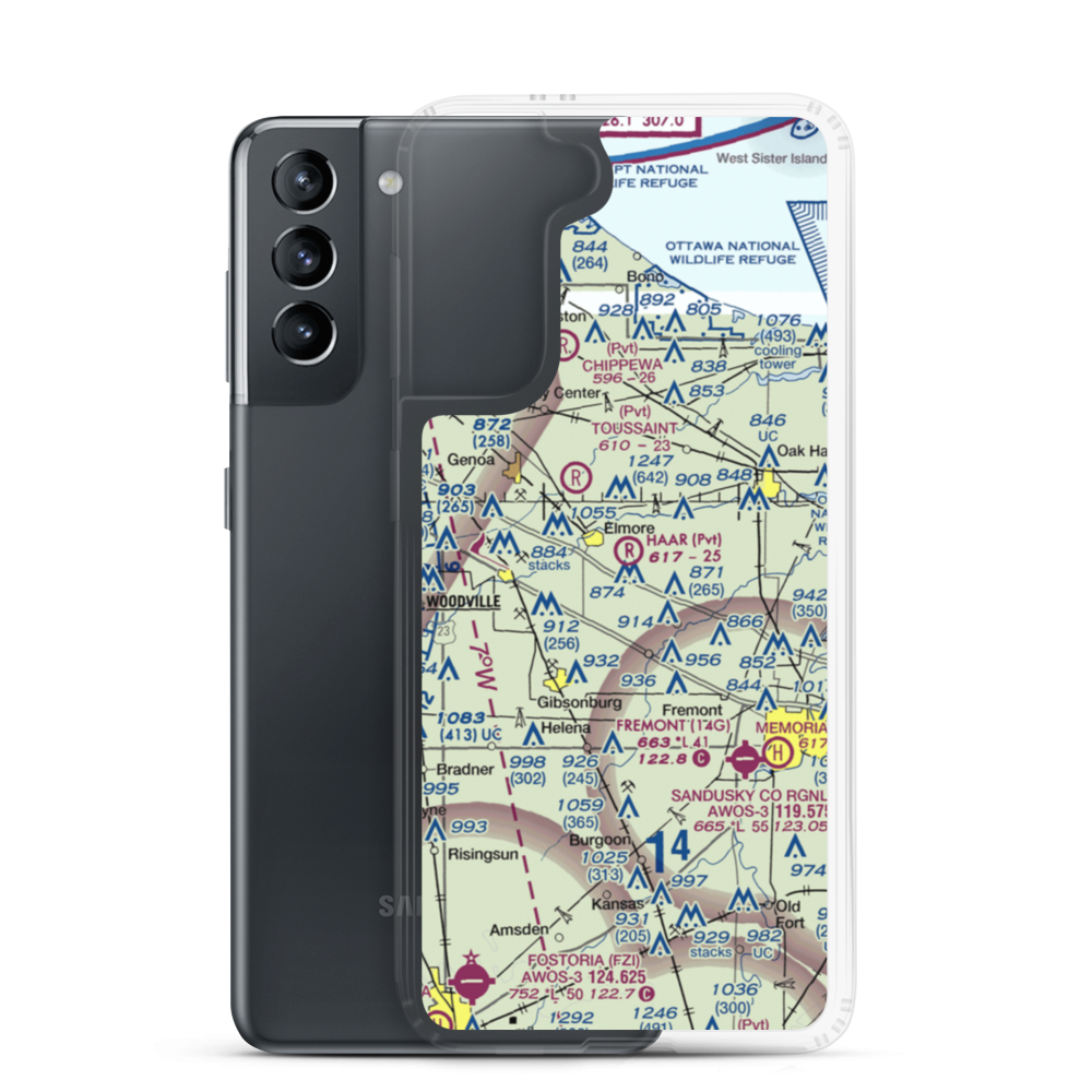 Haar Airport (9OH1) VFR Sectional Samsung Case Samsung Galaxy S21 model shown