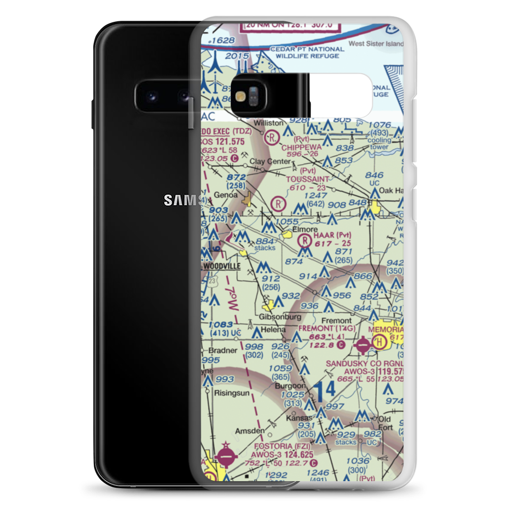 Haar Airport (9OH1) VFR Sectional Samsung Case Samsung Galaxy S10+ model shown
