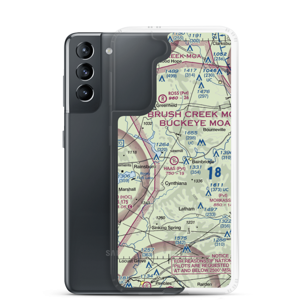 Haas Airport (17OI) VFR Sectional Samsung Case Samsung Galaxy S21 model shown