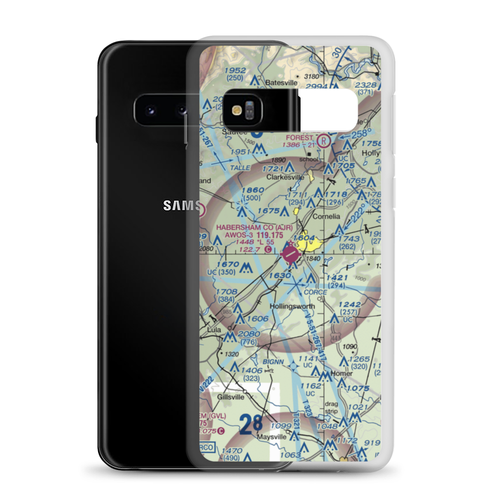 Habersham County Airport (AJR) VFR Sectional Samsung Case Samsung Galaxy S10 model shown