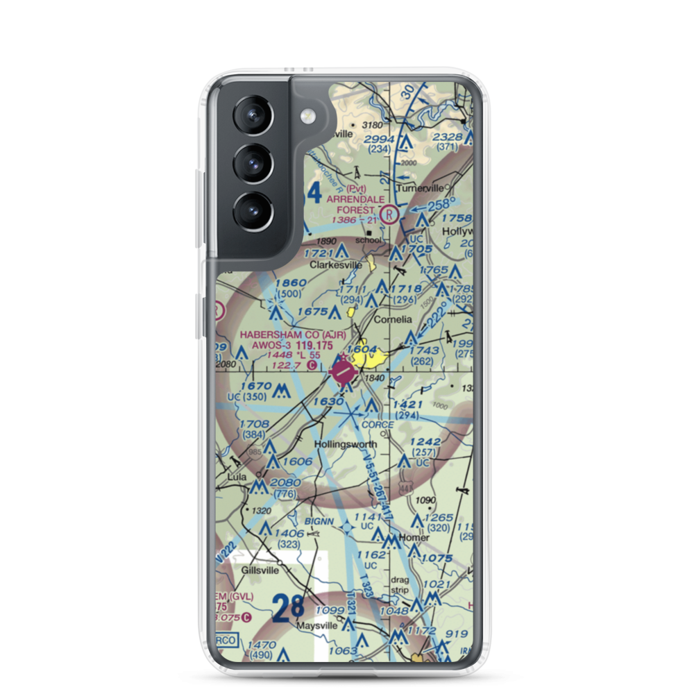 Habersham County Airport (AJR) VFR Sectional Samsung Case Samsung Galaxy S21 model shown