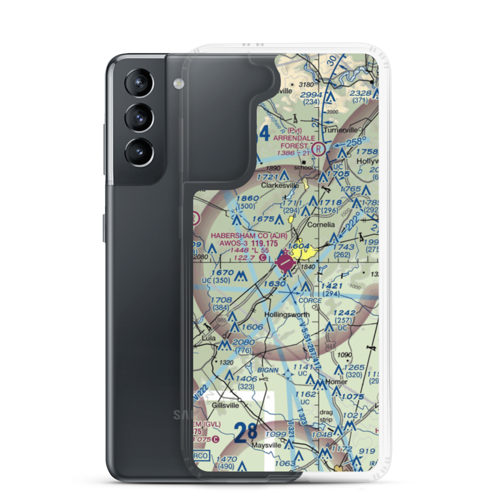 Habersham County Airport (AJR) VFR Sectional Samsung Case Samsung Galaxy S21 model shown