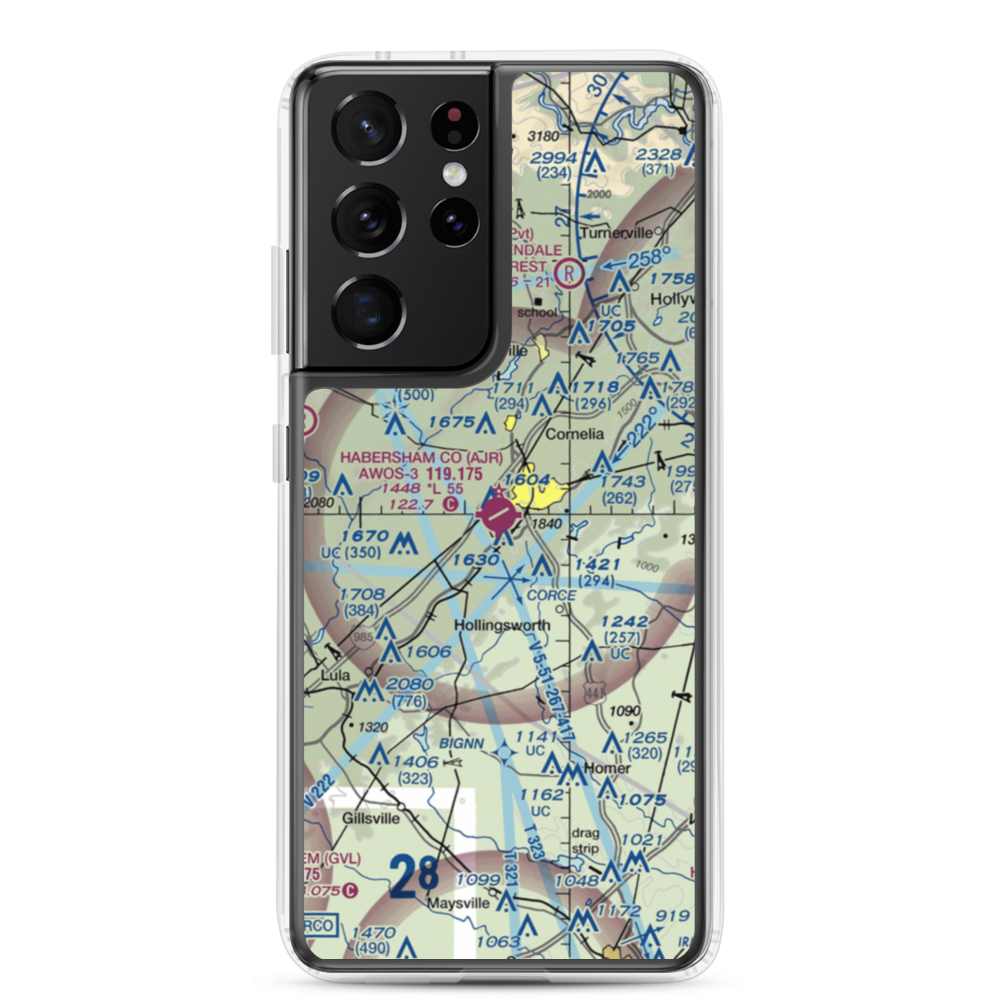 Habersham County Airport (AJR) VFR Sectional Samsung Case Samsung Galaxy S21 Ultra model shown
