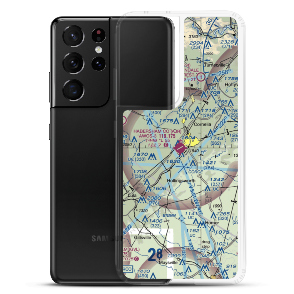 Habersham County Airport (AJR) VFR Sectional Samsung Case Samsung Galaxy S21 Ultra model shown