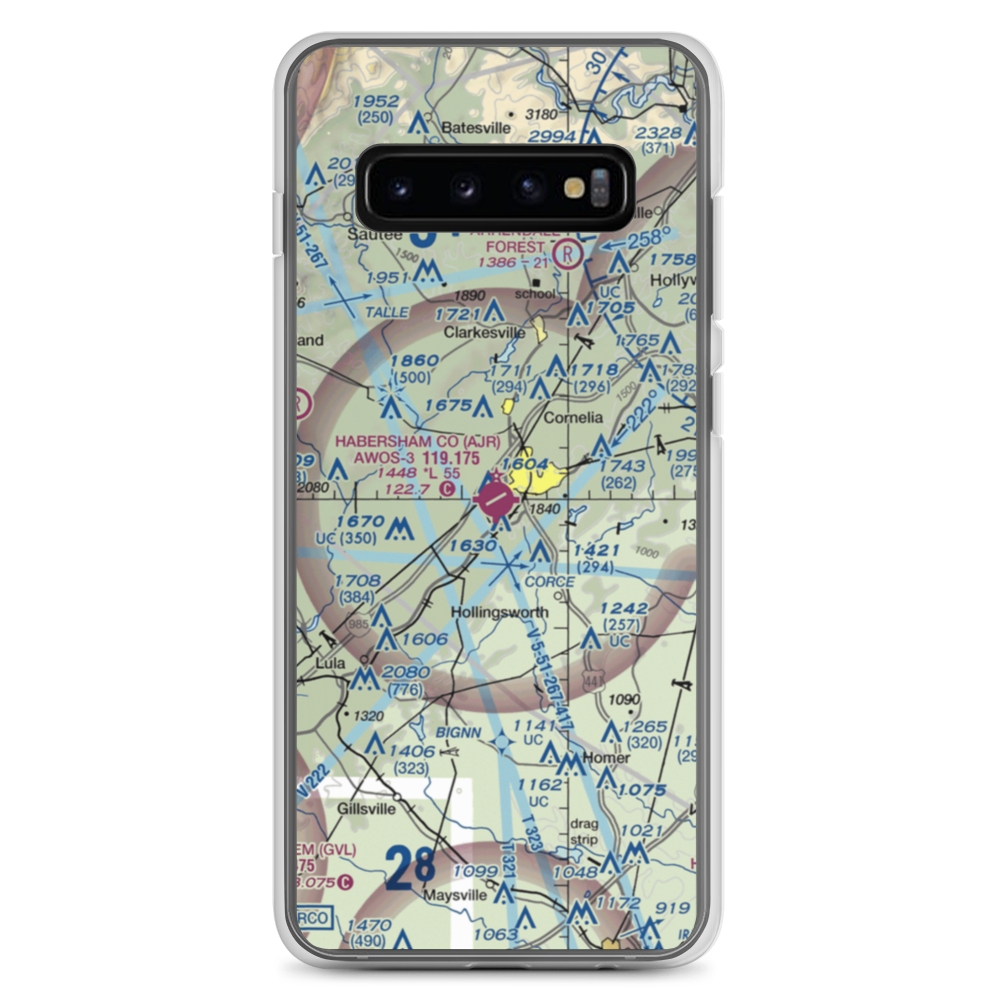 Habersham County Airport (AJR) VFR Sectional Samsung Case Samsung Galaxy S10+ model shown