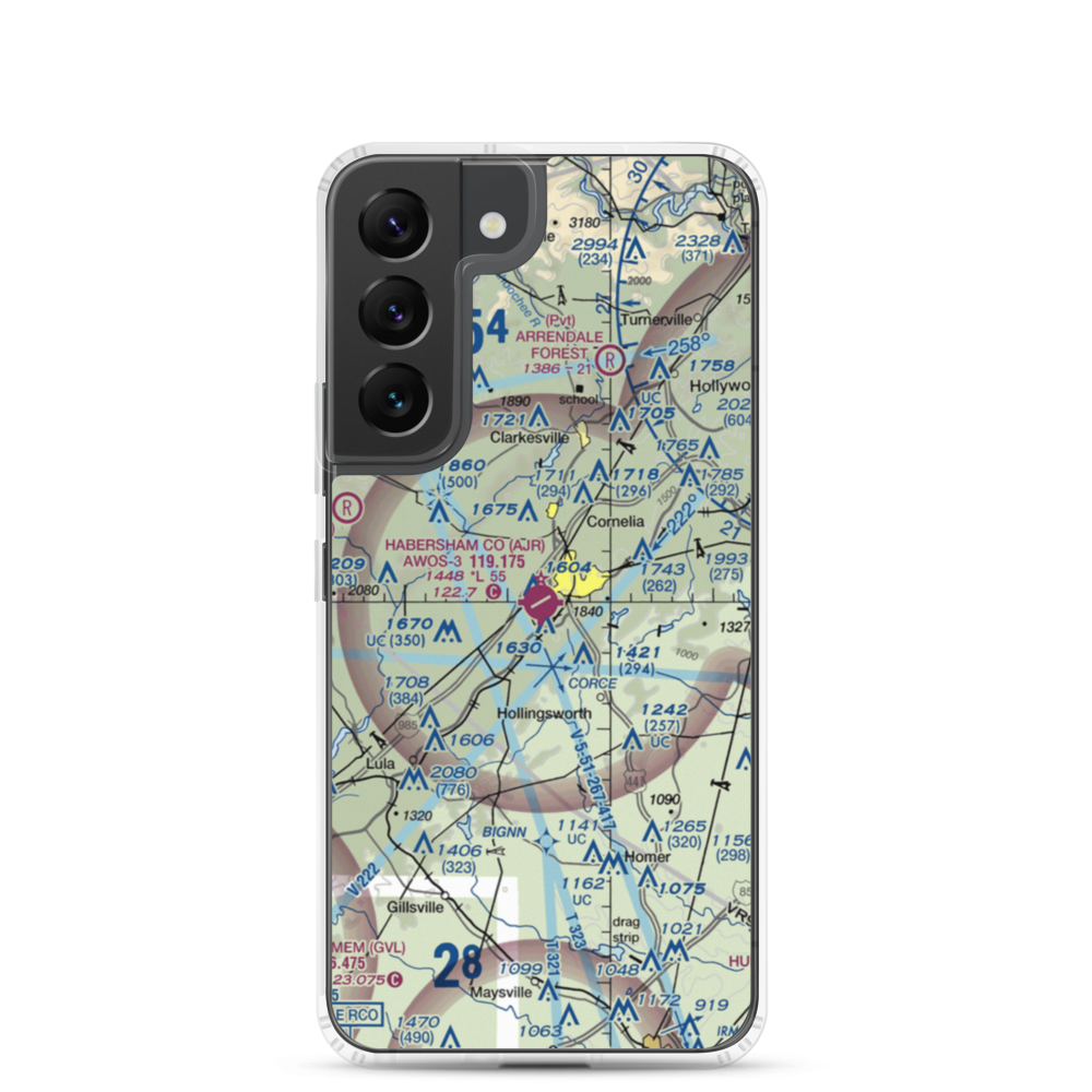 Habersham County Airport (AJR) VFR Sectional Samsung Case Samsung Galaxy S22 model shown