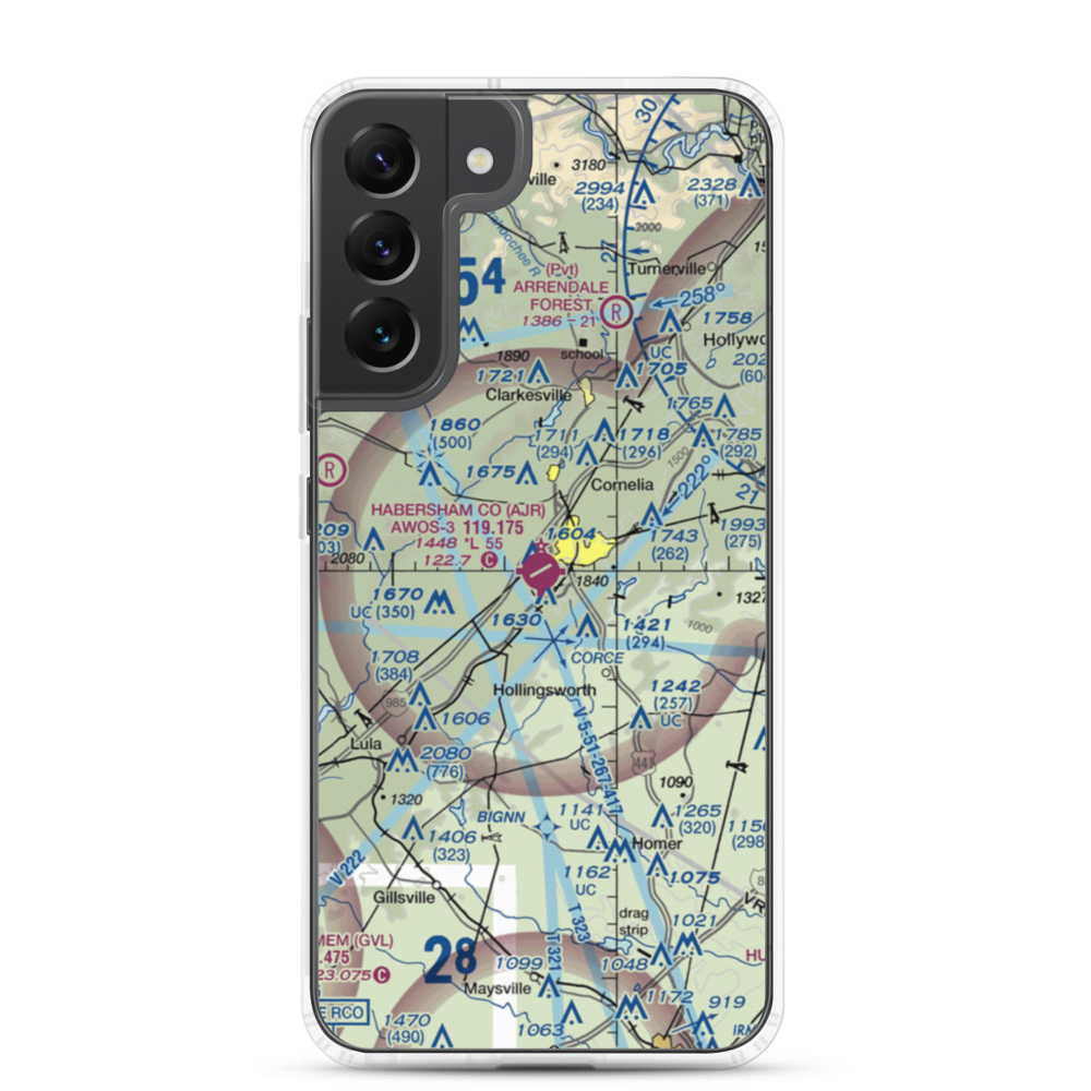 Habersham County Airport (AJR) VFR Sectional Samsung Case Samsung Galaxy S22 Plus model shown