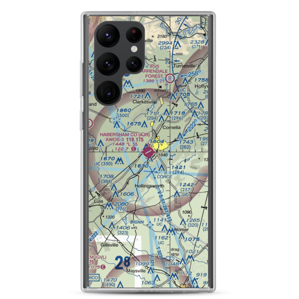 Habersham County Airport (AJR) VFR Sectional Samsung Case Samsung Galaxy S22 Ultra model shown