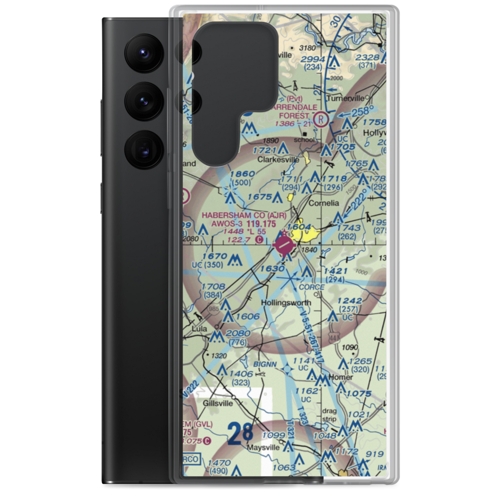Habersham County Airport (AJR) VFR Sectional Samsung Case Samsung Galaxy S22 Ultra model shown