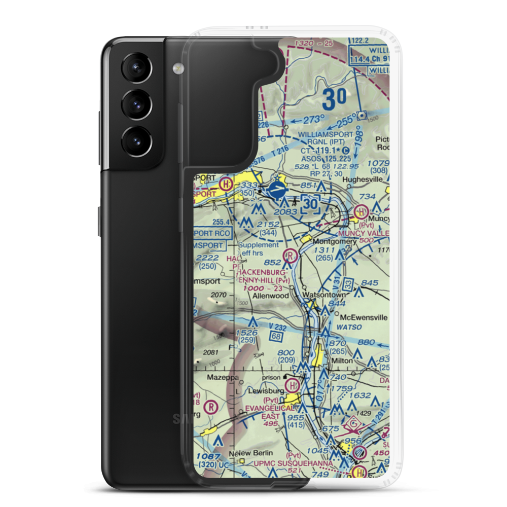 Hackenburg-Penny Hill Airport (6PA3) VFR Sectional Samsung Case Samsung Galaxy S21 Plus model shown