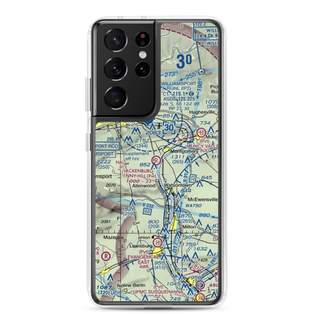 Hackenburg-Penny Hill Airport (6PA3) VFR Sectional Samsung Case Samsung Galaxy S21 Ultra model shown