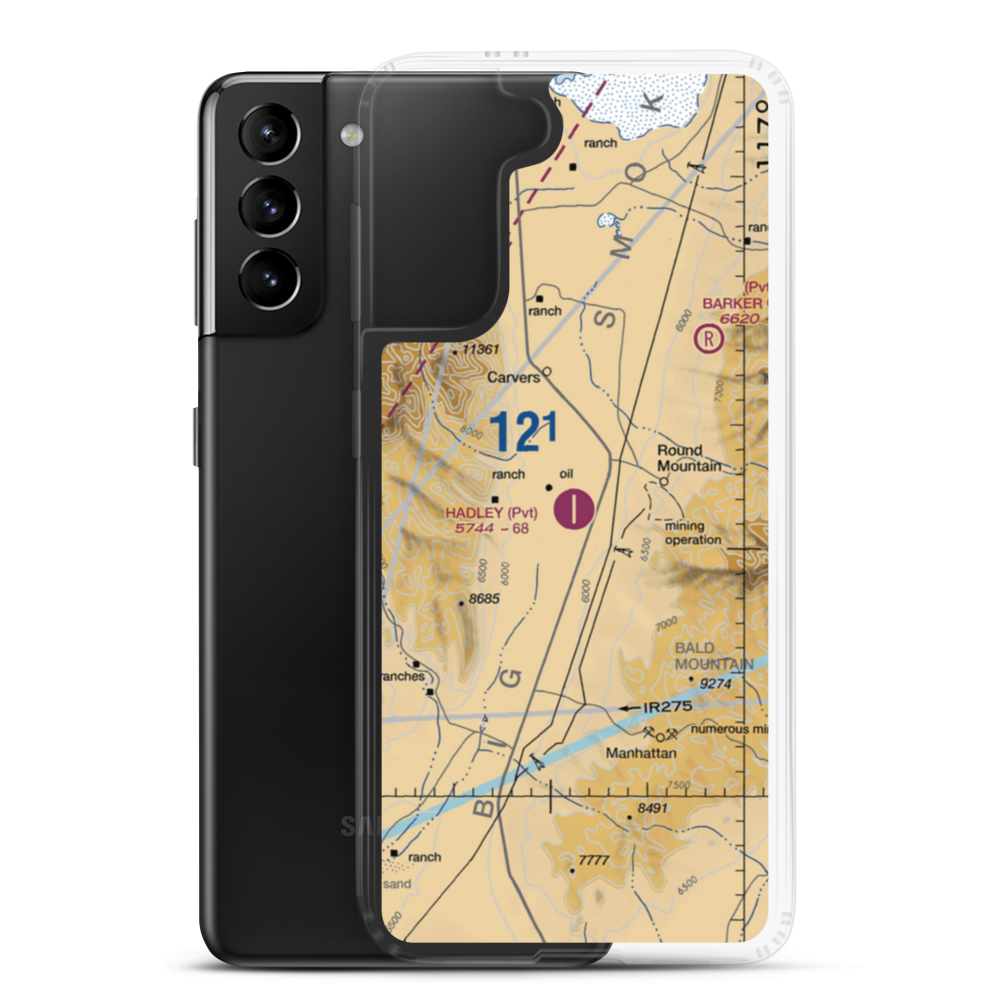 Hadley Airport (NV83) VFR Sectional Samsung Case Samsung Galaxy S21 Plus model shown