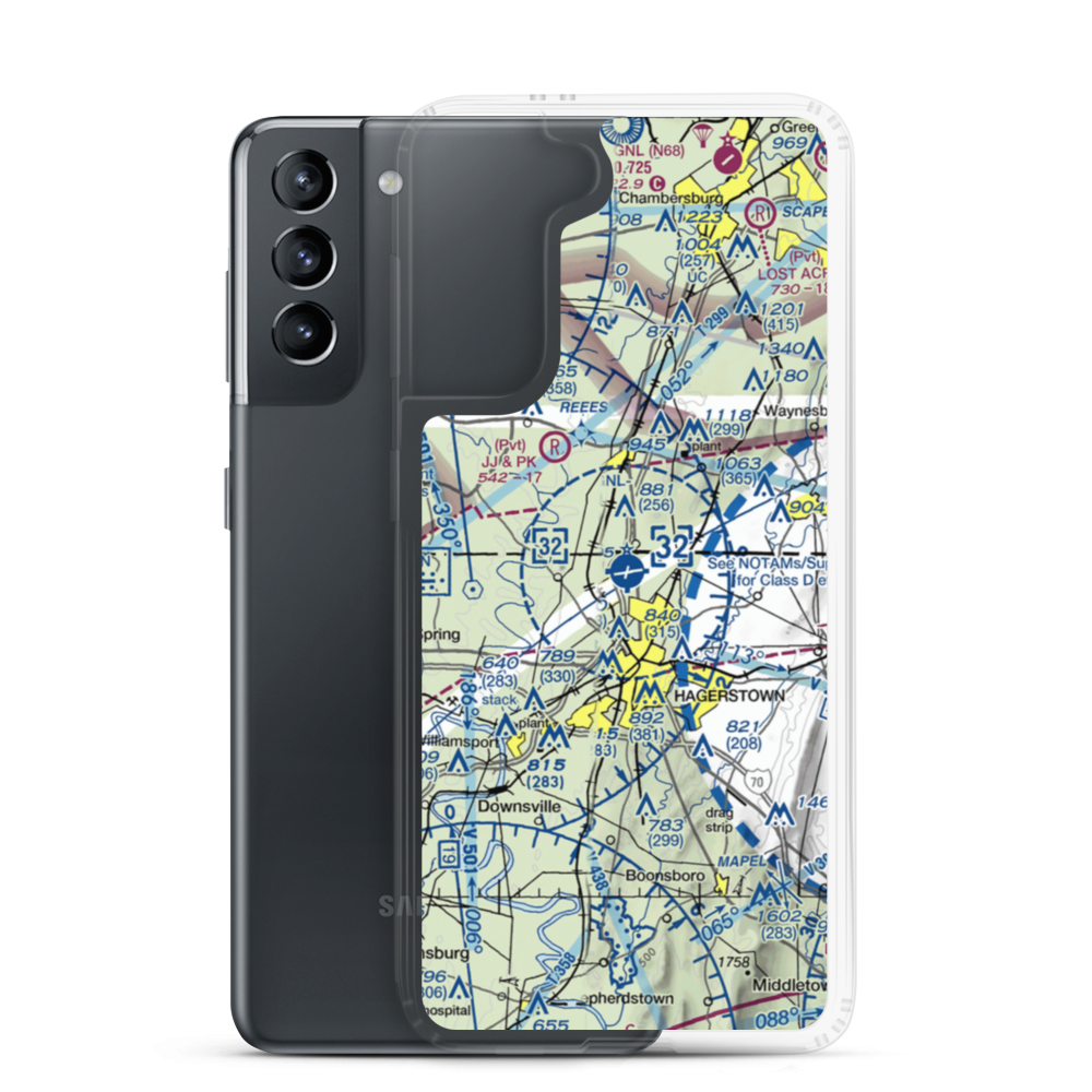 Hagerstown Regional Richard A Henson Field (HGR) VFR Sectional Samsung Case Samsung Galaxy S21 model shown