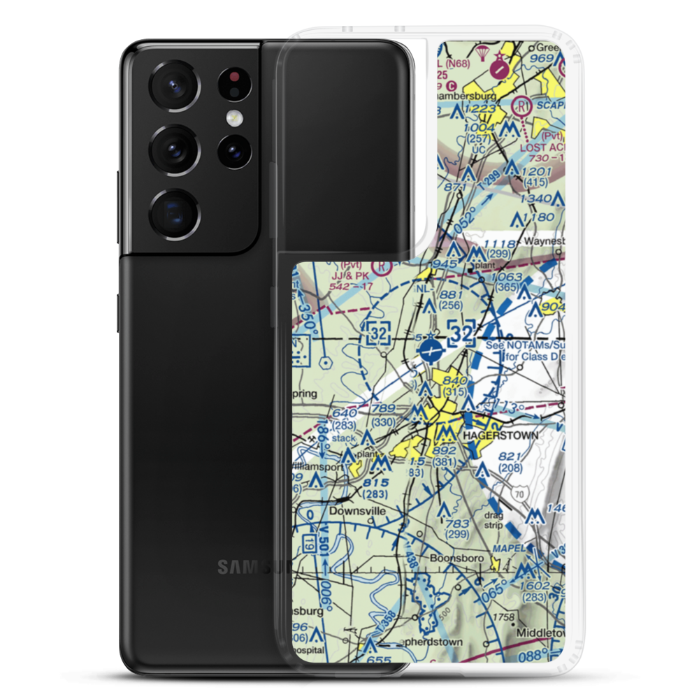 Hagerstown Regional Richard A Henson Field (HGR) VFR Sectional Samsung Case Samsung Galaxy S21 Ultra model shown