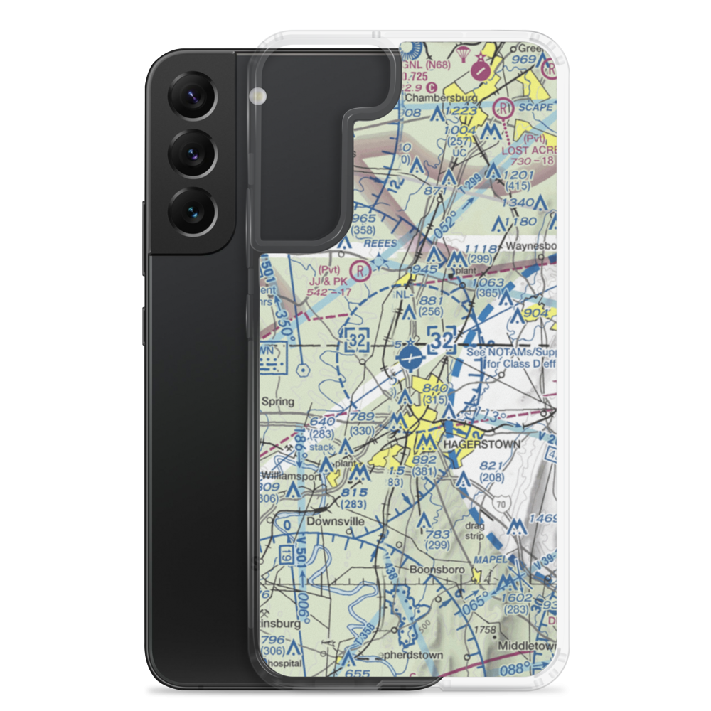 Hagerstown Regional Richard A Henson Field (HGR) VFR Sectional Samsung Case Samsung Galaxy S22 Plus model shown